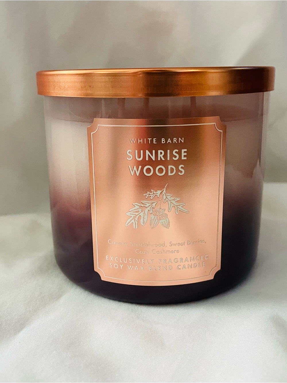 White Barn Sunrise Woods Scented 3 wick soy wax candle